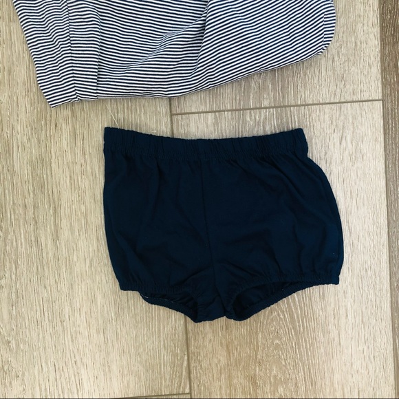 CARTERS SHORT SLEEVE DRESS FLORAL BLUE WHITE STRIPES 18MO NWT - Picture 3 of 7